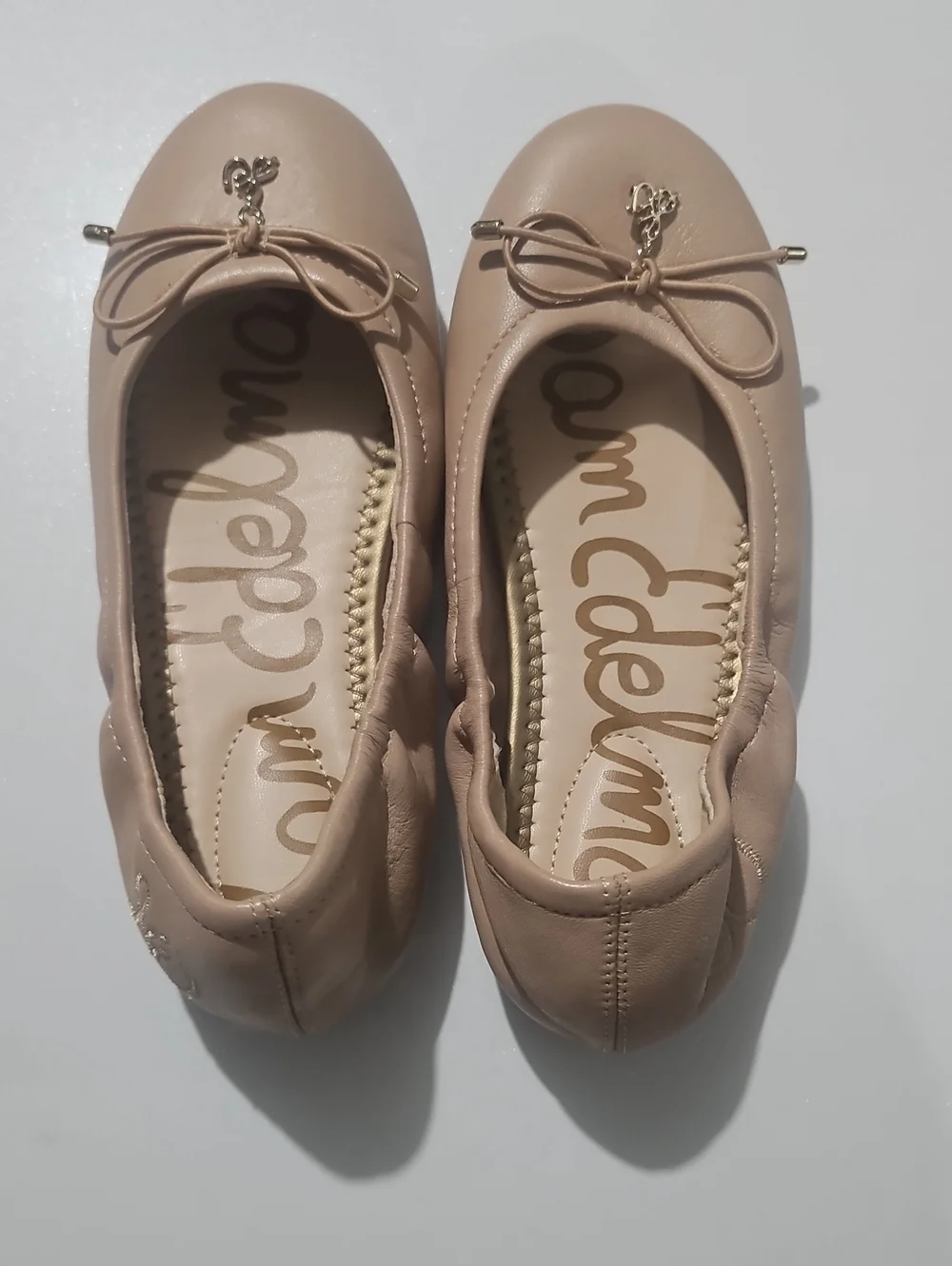 Sam Edelman Nude Beige Leather Ballet Flats Kids Sz 1